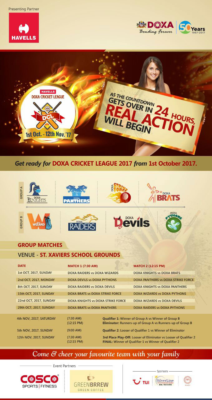 DOXA Cricket League 2017 From 1st October 2017