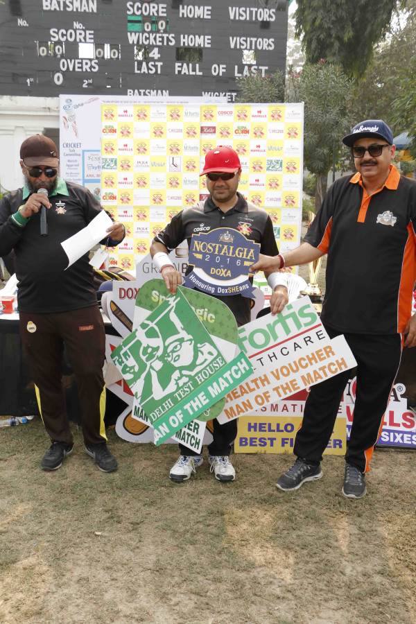 Semi-Final 1 - Doxa Knights vs Doxa Brats<br>
1st Innings -> Doxa Brats -  142/8 in 20.0 overs<br>
2nd Innings -> Doxa Knights - 147/6 in 20.0 overs<br>
<br>
The match started with Doxa Brats' batting innings first. They were able to reach a respectable total of 142 runs, thanks mainly to Himalya Chauhan's innings of 36. In the Knights' innings, Knights had a good start thanks to Ravi Chopra and Varun Kumar, but after a few wickets which included two run-outs, the match was won by Vishal Kapoor for the Knights, who played a blistering innings of 77.<br>
<br>
- Delhi Test House Man of the Match : Vishal Kapoor<br>
- HAVELLS Maximum Sixes : Vishal Kapoor<br>
- Hello Rice Best Fielder : Aradhya Shandilya<br>
- Supa Corn Maximum Wickets : Javed Khan<br>
- Injla Economical Bowler : Chirag Sharma