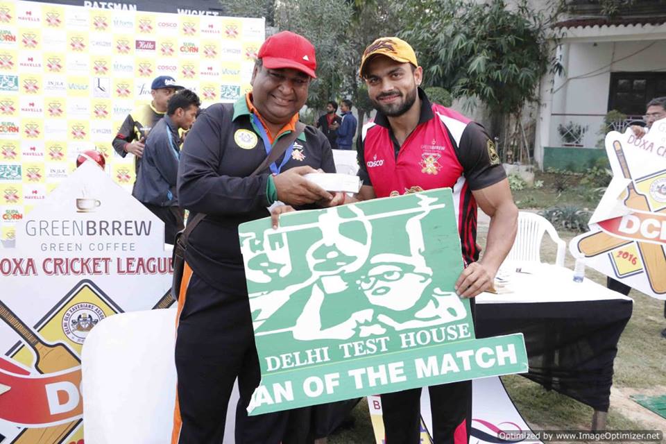 Semi-Final 2 - Doxa Raiders vs Doxa Devils<br>
1st Innings -> Doxa Raiders -  205/4 in 20.0 overs<br>
2nd Innings -> Doxa Devils - 108/10 in 14.4 overs<br>
<br>
Officially the 3rd highest total of the tournament, the Brats scored 205 in the first innings of the 2nd Semi-Final, thanks mainly to Karan Trivedi's exceptionally aggressive innings and Ritesh Gupta's fast paced knock. Both of them got a half-century (Scorecard). The Devils' innings started well,thanks to Prafull Chauhan's quick half-century, but collapsed very quickly thereafter. <br>
<br>
- Delhi Test House Man of the Match : Karan Trivedi<br>
- HAVELLS Maximum Sixes : Karan Trivedi<br>
- Hello Rice Best Fielder : Rachit Dewan<br>
- Supa Corn Maximum Wickets : Rahul Baweja<br>
- Injla Economical Bowler : Manish Agarwal<br>
<br>
With only one match to go, as of after the semi-finals, the top 5 all-rounders in the tournament are lead by players of the Raiders and the Knights. Rahul Baweja (Raiders) and Karan Trivedi (Raiders) lead with 524 and 473 points respectively. <br>
<br>
In the top Batsmen stats, Vishal Kapoor (Knights), Ritesh Gupta (Raiders) and Karan Trivedi (Raiders) are 1-2-3 with 309, 281 and 255 points respectively. <br>
<br>
Whereas in the top bowlers stat, Rahul Baweja (Raiders) leads with 360 points, next is Kapil Manglani (Devils) with 332 and third is Sameer Chaudhry (Raiders) with 287 points. There is a lot to achieve in the individual stats. <br>
<br>
The Final would be held on the 20th of November at the St. Xaviers School. <br>
<br>
The Final - Doxa Knights vs Doxa Raiders<br>
<br>
Wish you a great Sporting Weekend!