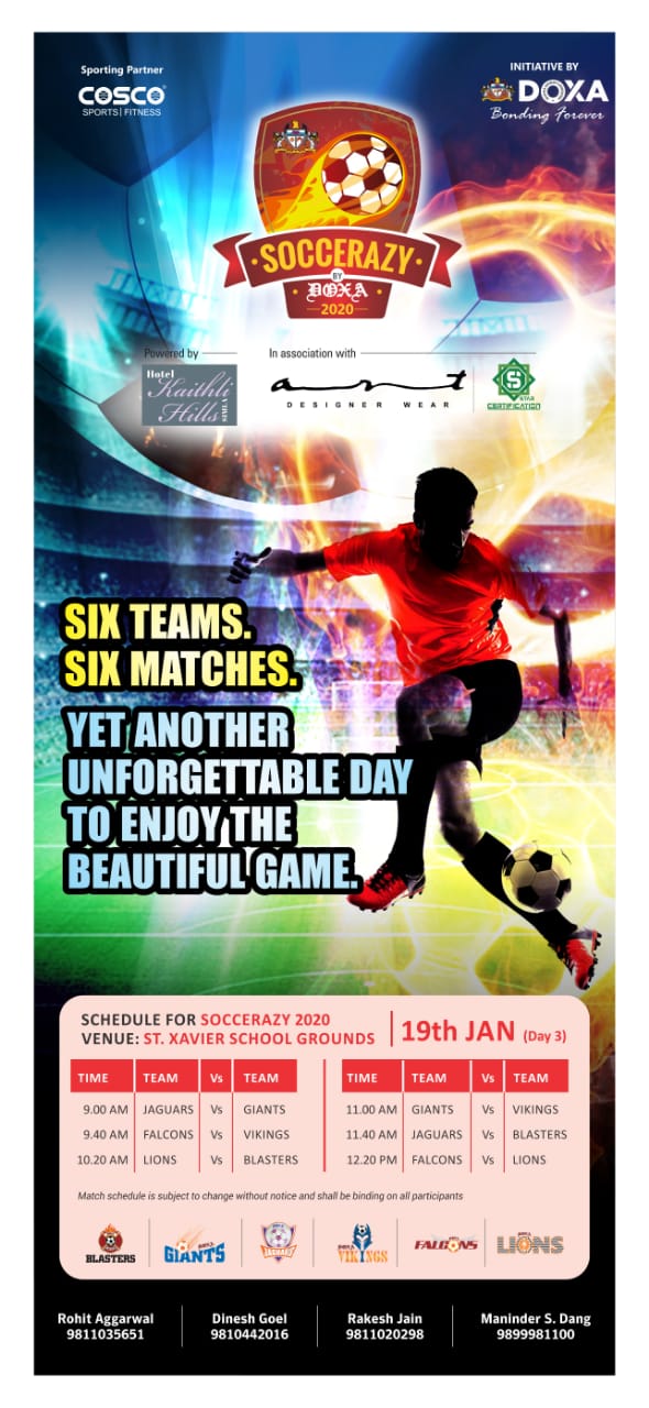 Soccerazy kicks off 4th Edition - Day 3 - 19th Jan, 2020<br>
<br>
Day 3 of the action packed league..<br>
<br>
Guaranteed excitement on & off the field!