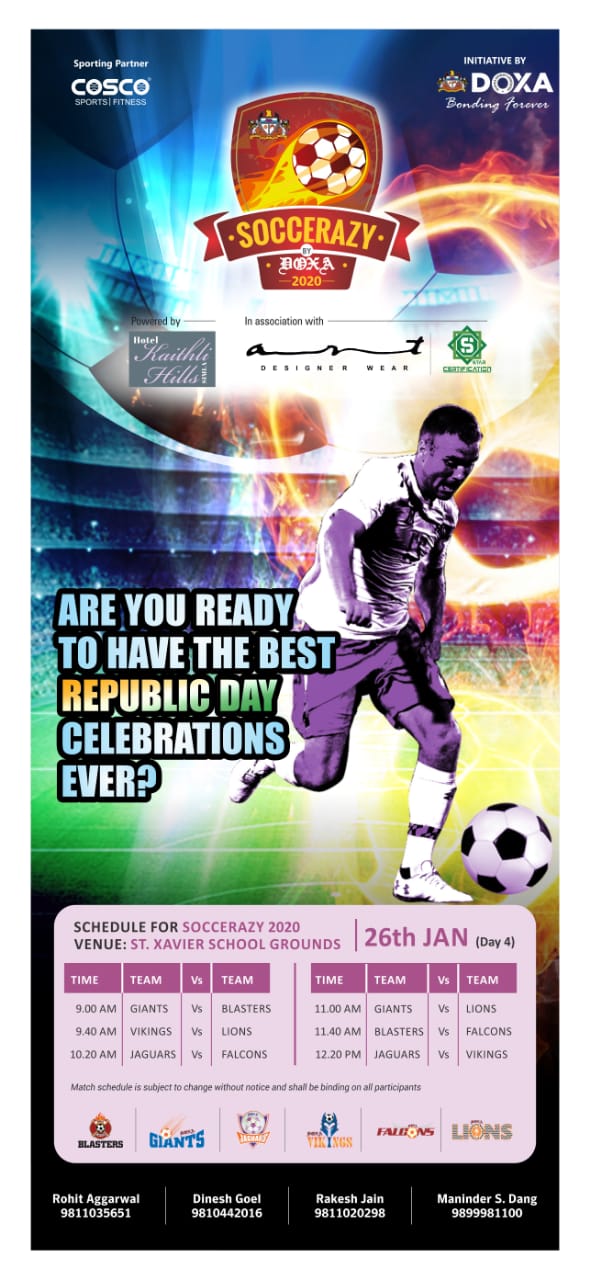 Soccerazy kicks off 4th Edition - Day 4 - 26th Jan, 2020<br>
<br>
Day 4 of the action packed league..<br>
<br>
Guaranteed excitement on & off the field!